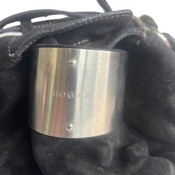 Hogan Black Suede Shoulder Bag | 3 Compartments | Magnetic Closure - Picture 8 of 16